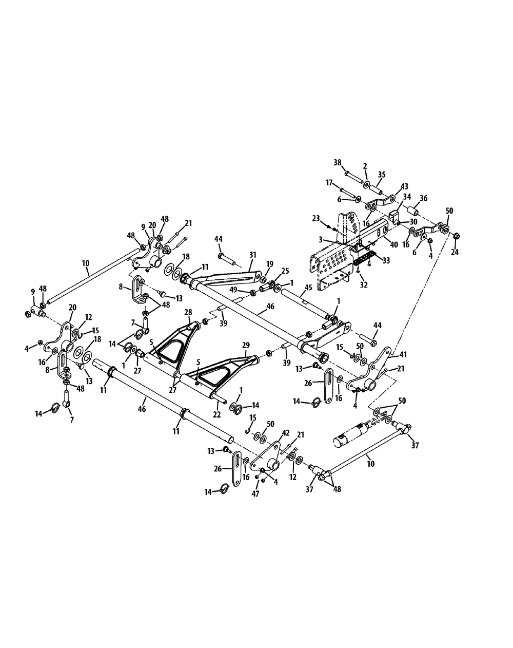 Deck Lift Assembly Diagram and Parts List for S6031-KW 53DI8DU6050-31HP Cub Cadet Lawn Tractor